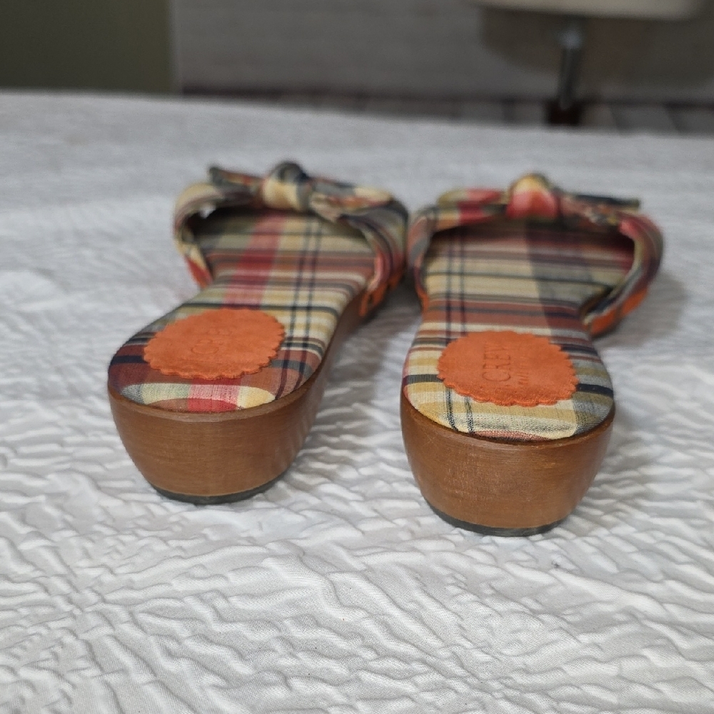 J. Crew Plaid Bow Slide Sandals in Red, Yellow, Blue, Green, Brown - Picture 7 of 7
